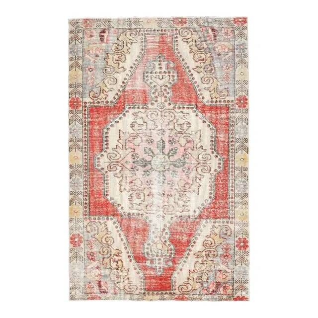 Vintage Turkish Oushak Handmade Wool Cotton Red Area Rug 142x223