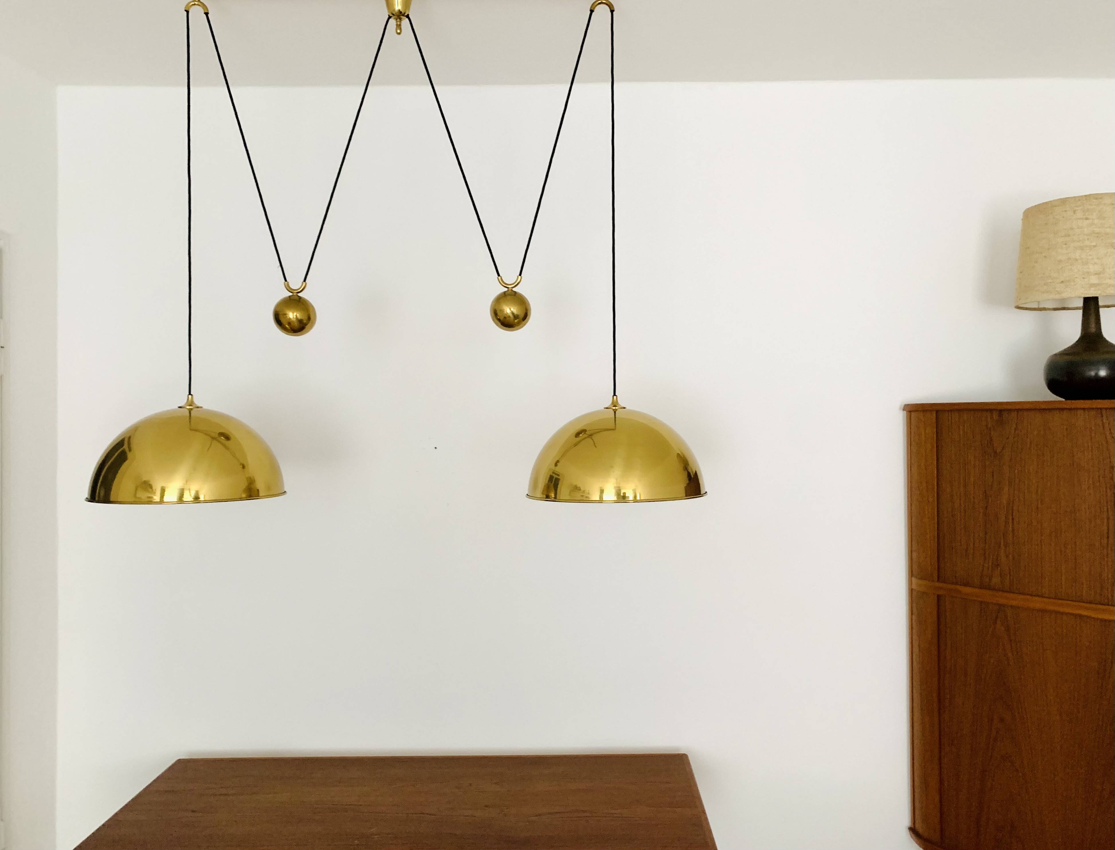 Large Adjustable Double Posa44 Brass Pendant Lamp by Florian Schulz