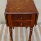 Bedside table with large flap top in burl walnut