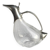 Vintage crystal and chrome metal duck carafe