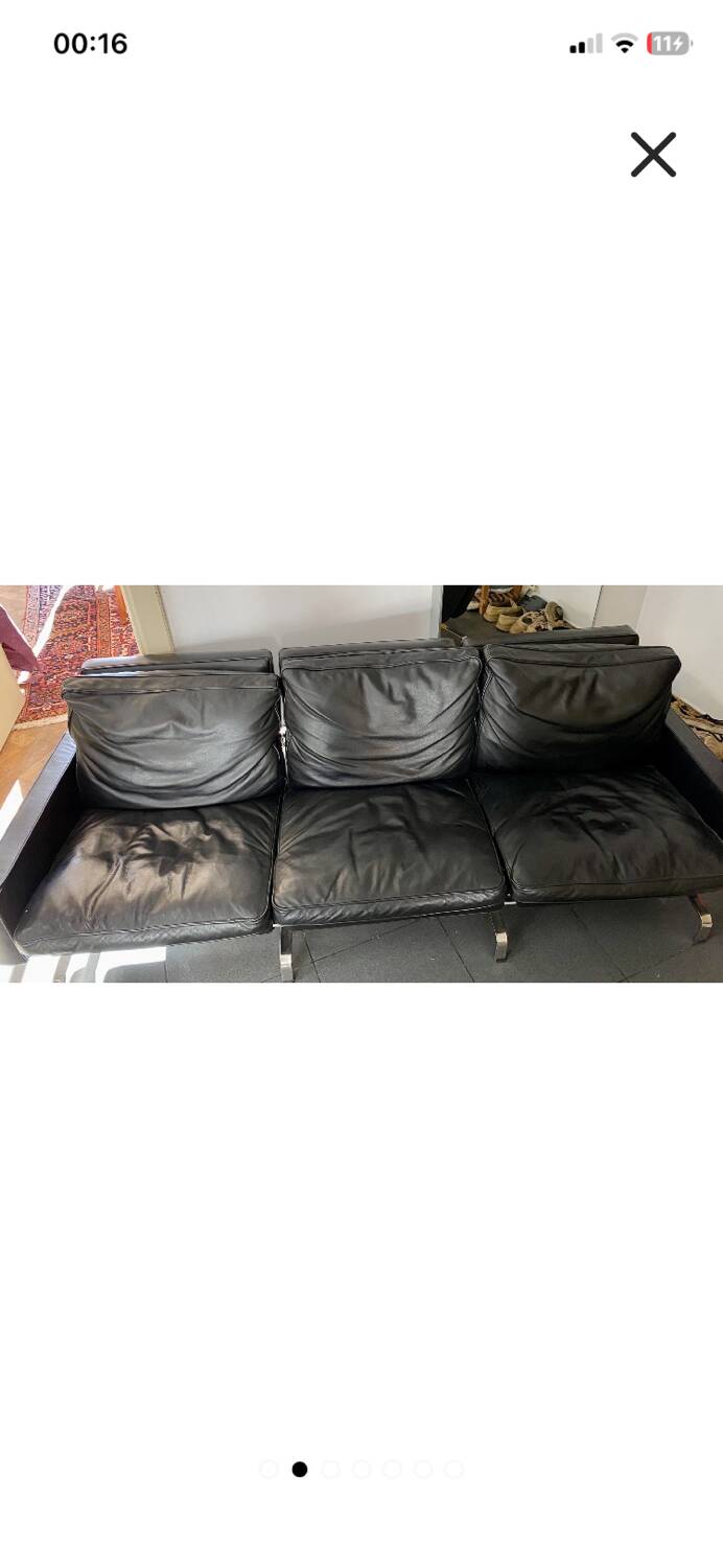 Canapé 3 places en cuir noir PK31-3