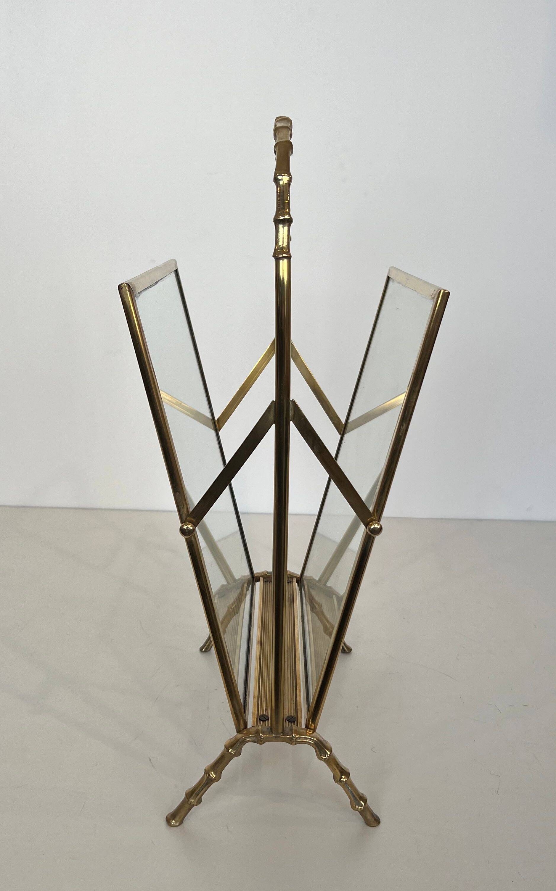 Bronze and brass faux-bamboo magazine rack by the Baguès house.