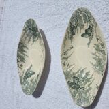 free vintage French Antique Set of 3 earthenware serving dish Sarreguemine Snow Model Birds
