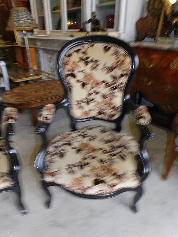 Pair of black armchairs Napoleon lll