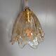 Pair of draped blown glass hanging lamps, ocher twisted wire