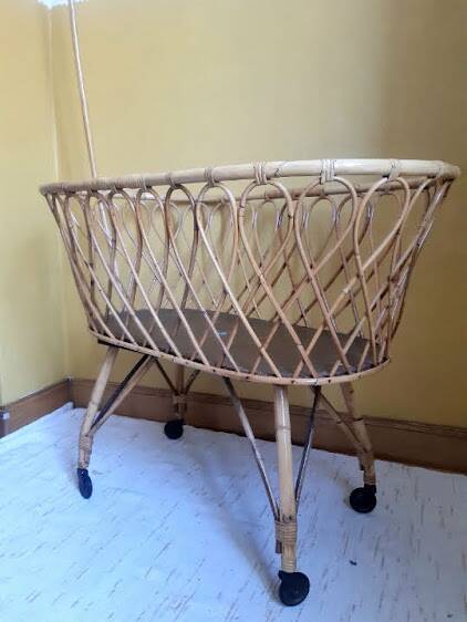 Rattan swan neck cradle circa 1960