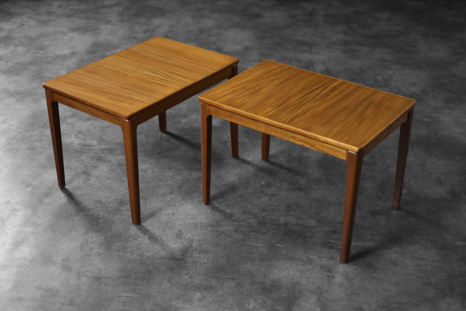 Vintage Mid-Century Scandinavian Modern Brown Teak Side Tables