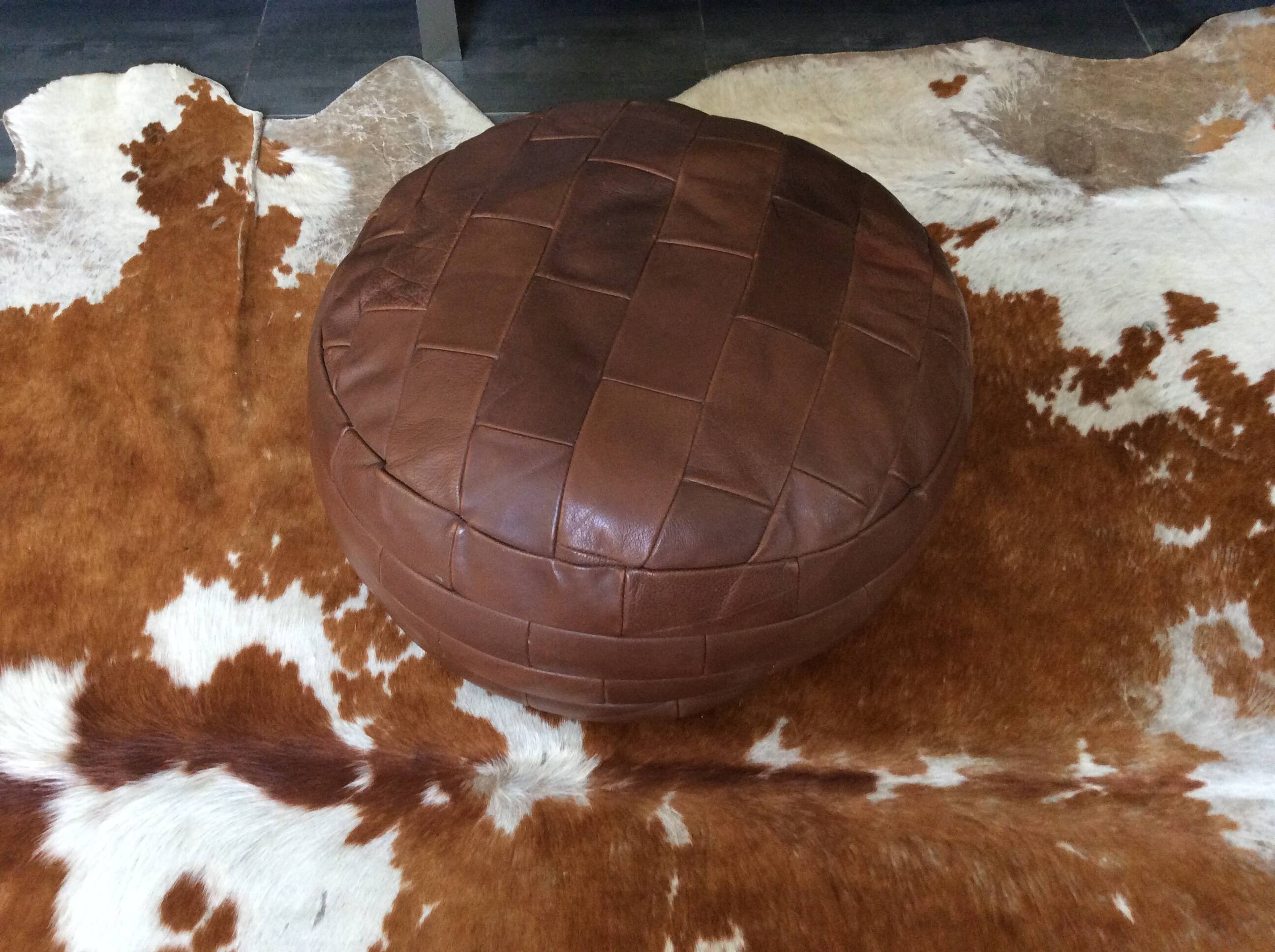 Pouf en cuir patchwork