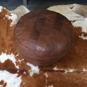 Pouf en cuir patchwork