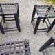 6 tabourets bois assise tressée de Cuir Nina Kaufmann