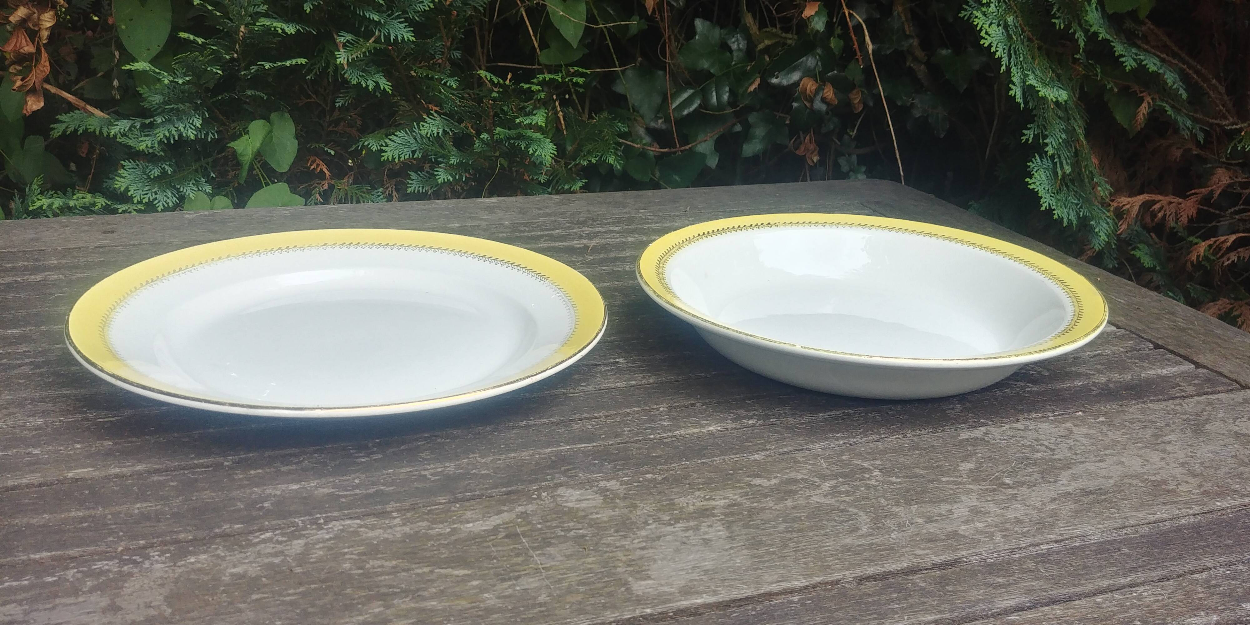 Lot of two large old porcelain serving dishes signed "Biarritz".