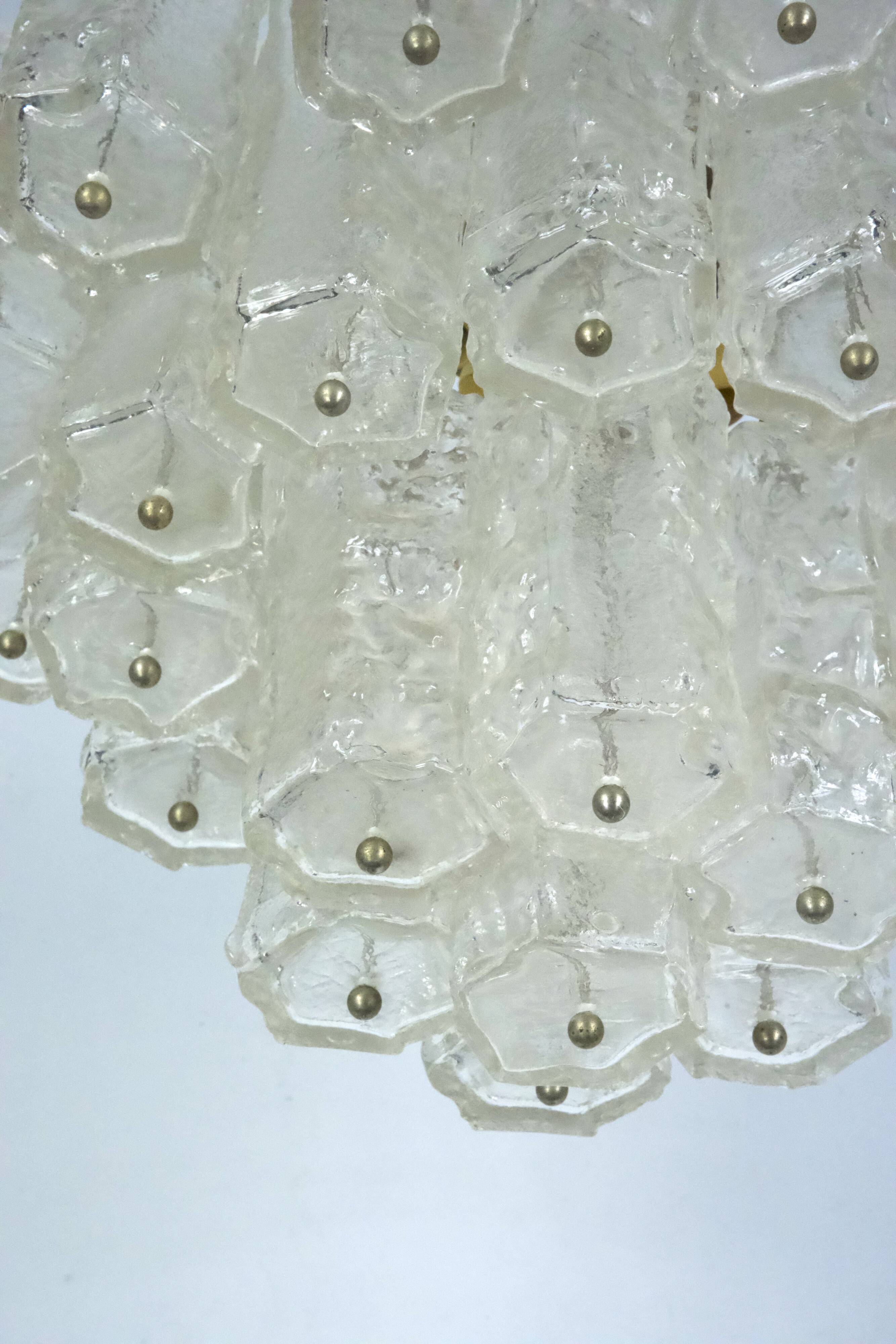 Mid-Century Toni Zuccheri for Venini, corteccia murano glass chandelier. 1960s Italy