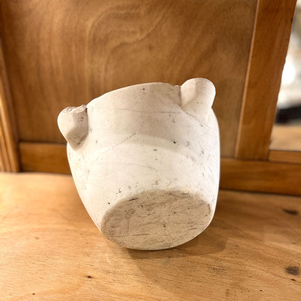 Old white grey marble mortar