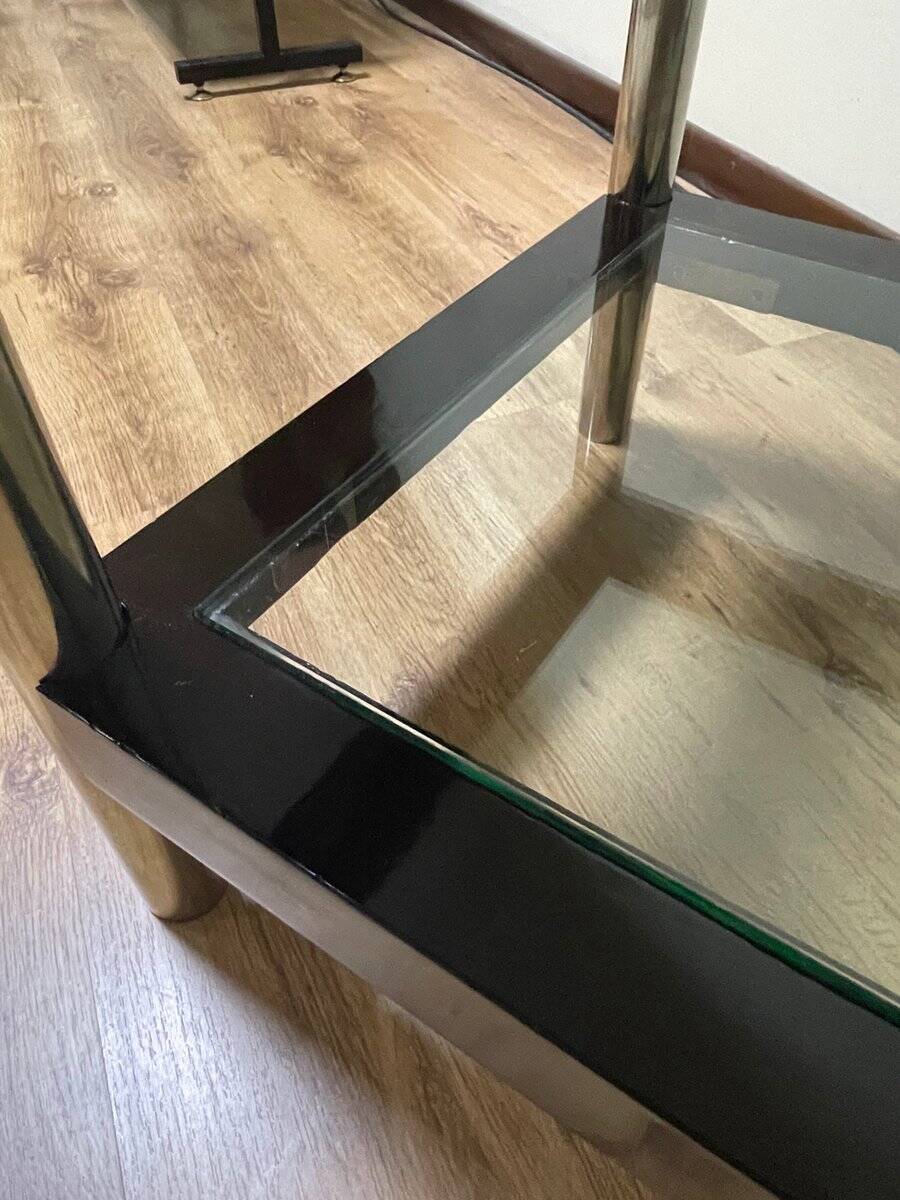Modern coffee table with glass shelves, 1970s