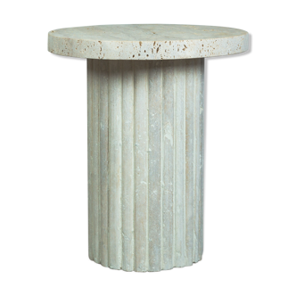 Omega side table natural travertine ribbed foot