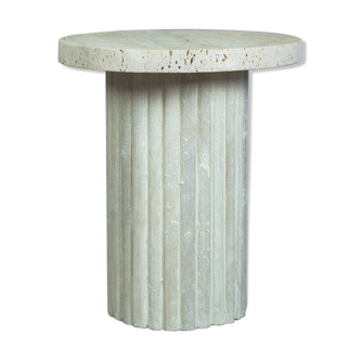 Natural travertine side table streaked foot