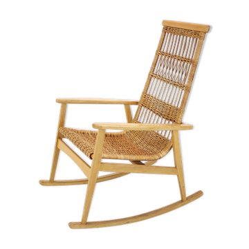 Mid-century rattan rocking chair, 1960's