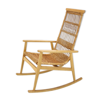 Mid-century rattan rocking chair, 1960's