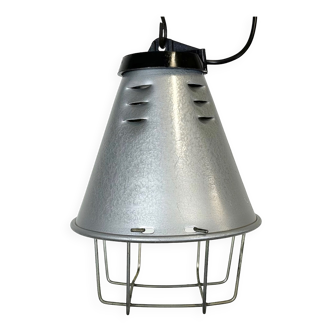 Industrial aluminium cage pendant lamp 1970s