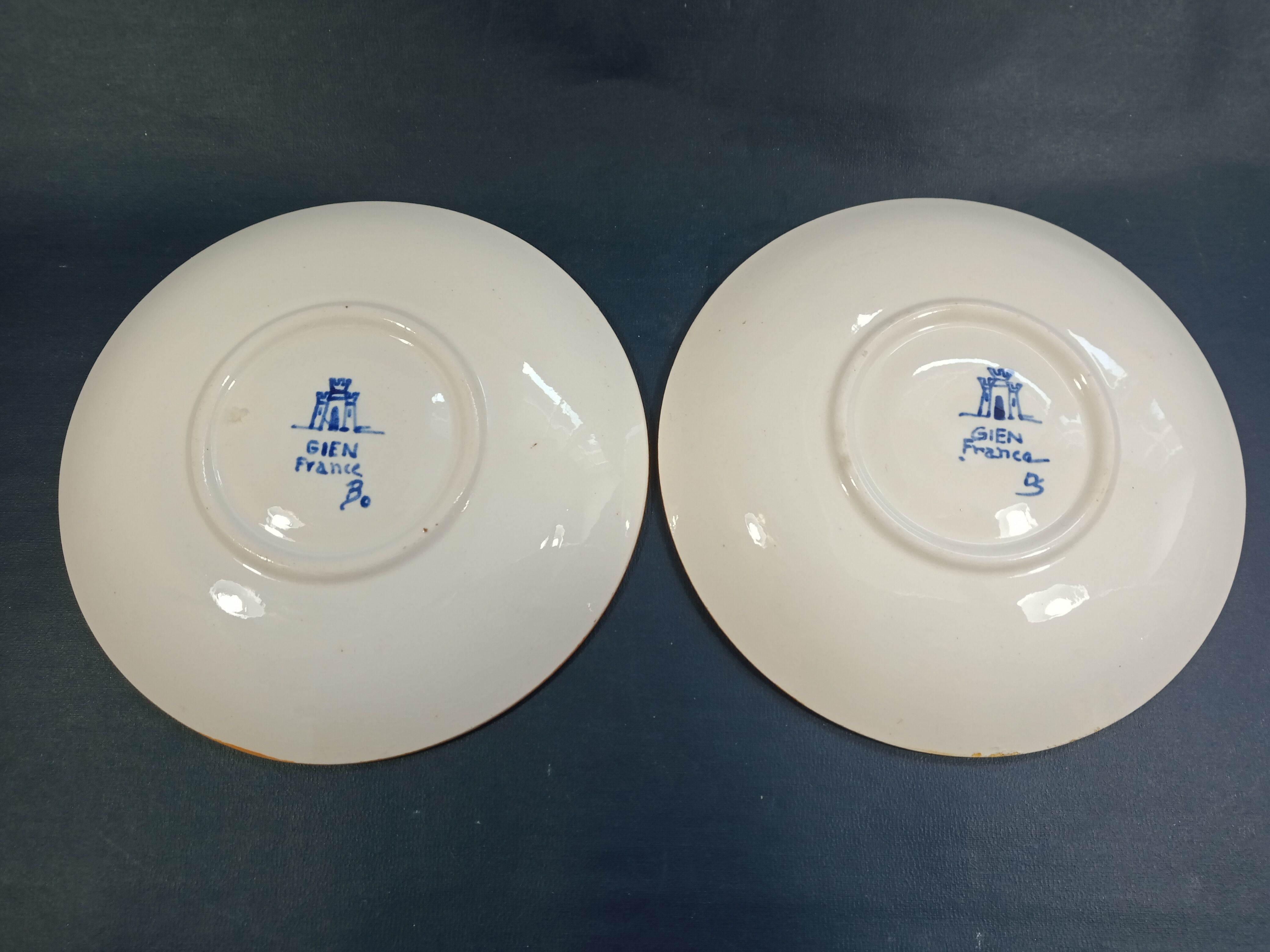 2 Gien Pivoine style saucers