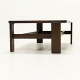 Asymmetrical solid Wenge wooden coffee table 1960s