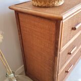 Vintage rattan chest of drawers