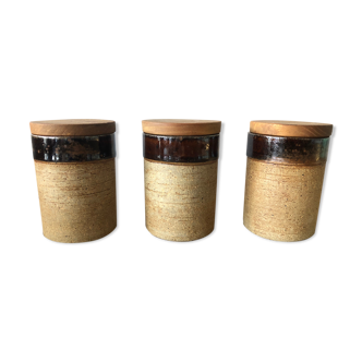 Set of 3 sandstone spice pots