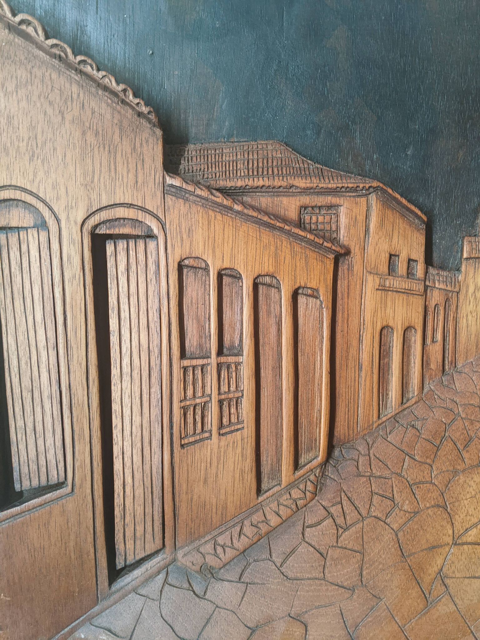 Relief in carved wood, antique painting Valeriano Italy