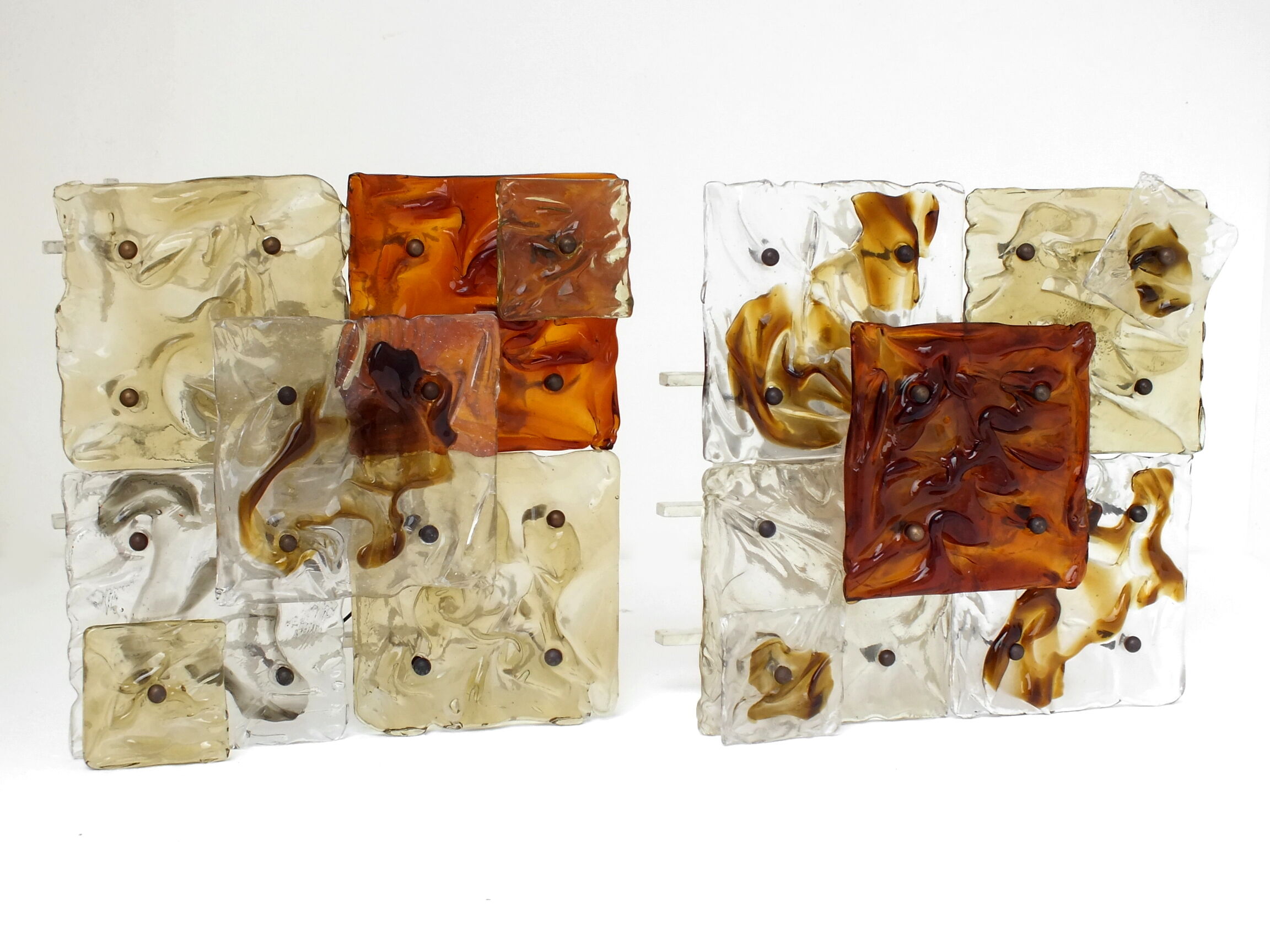 Venini Italy two wall lamps patchwork years '70 space age glass