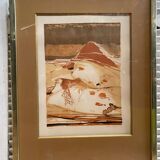 Ancienne lithographie nicole tercinet levin « composition « + cadre doré
