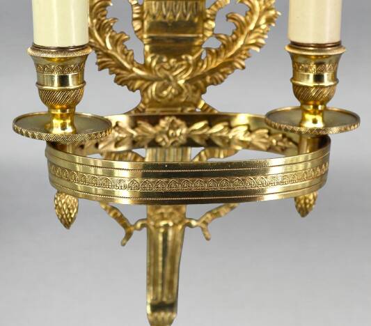 Pair of Gilded Bronze Wall Lights, Directoire Style, Two Lights