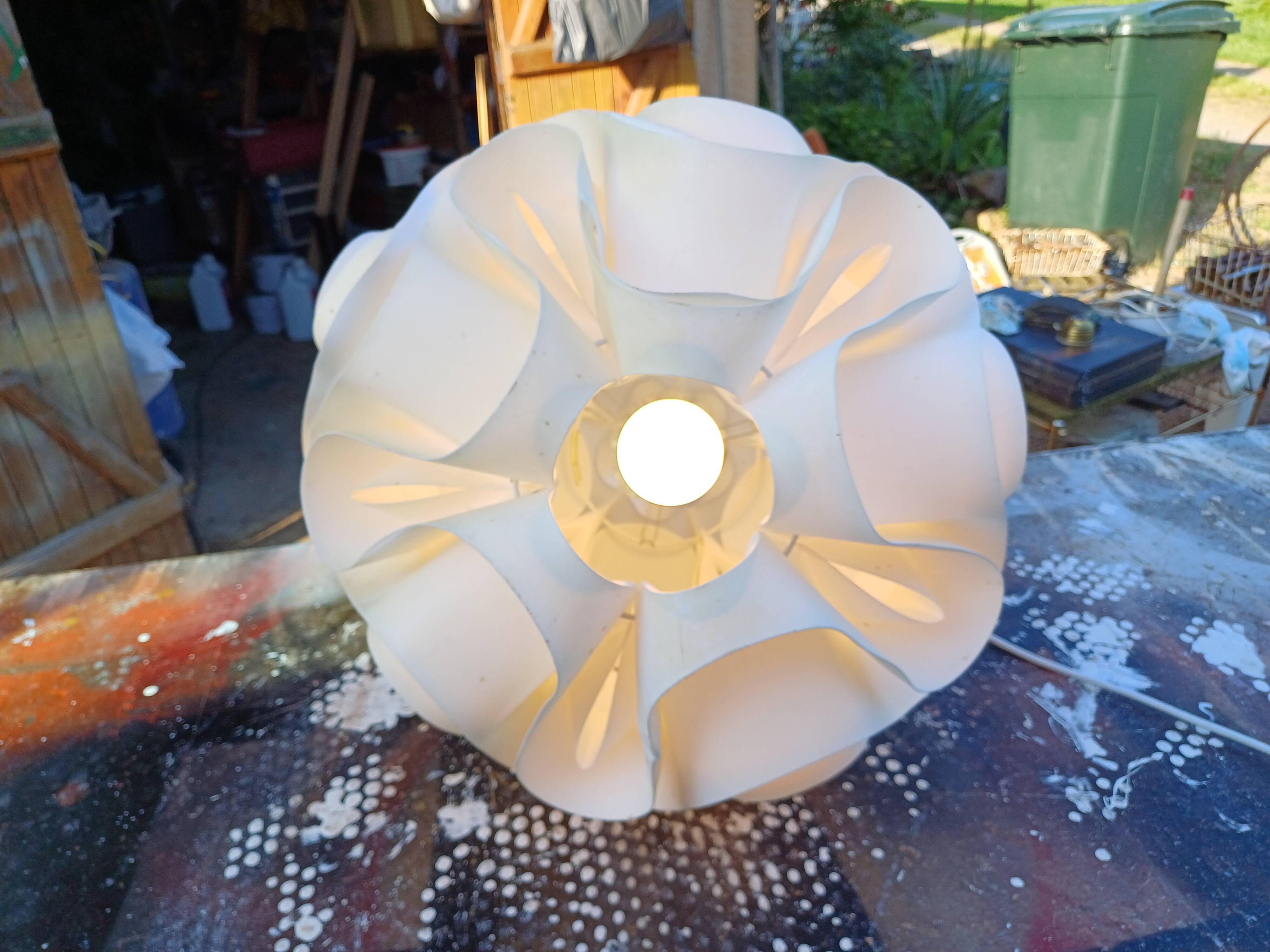 Vintage white plastic pendant lamp