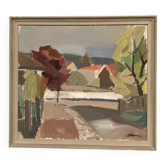 Original Swedish Oil on Canvas “Landscape” by Bengt Eklund Vintage & Framed