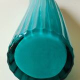 Vase Design Corne/Courbé effets nervures. Bleu turquoise