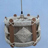 Scandinavian style jute and wood pendant light