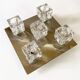 Brushed metal ceiling light and glass globes, 5 halogen candles