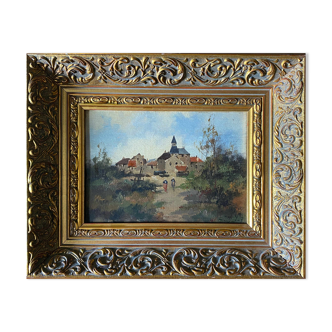 HSP painting "Animated landscape" signed Dupuy pseudo Eug. Galien Laloue (1854/1941)