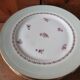 6 flat plates in PL Limoges porcelain 24 cm flower decoration with gold edging