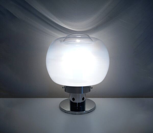 Lampe de Table Vintage • Acier & Verre • Murano • Space Age • 1970