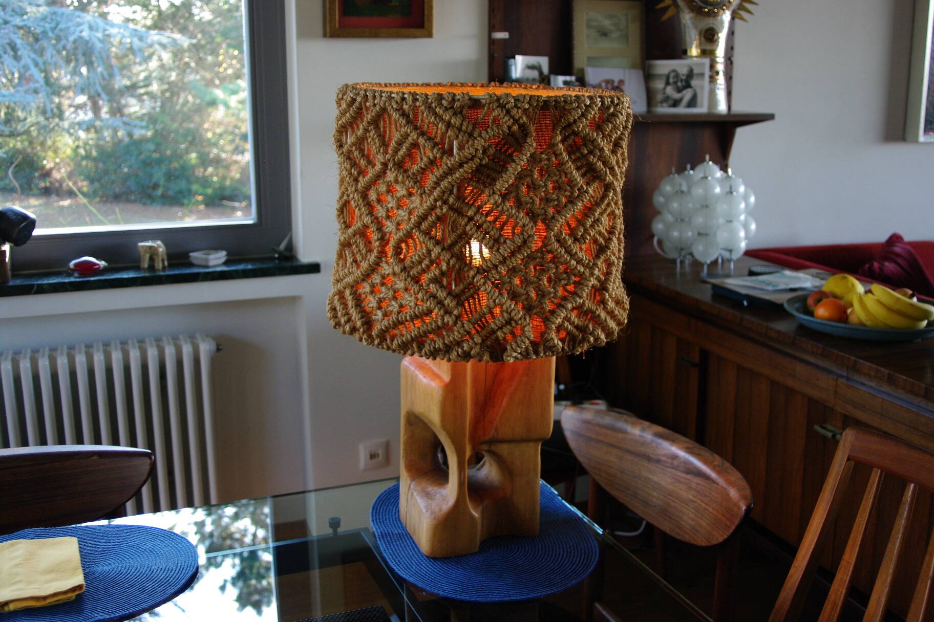 Brutalist lamp and rope 1960