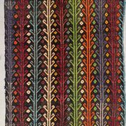 Old Turkish kilim runner 377x77 cm, shabby, vintage kelim red black 2492