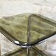 Chrome metal and smoked glass side table.
