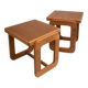 Pair of Brutalist Side Tables, Beech Wood, 1970s, Germany