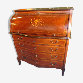 Chest of drawers with varnished wooden cylinder