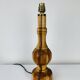 Vintage turned wood lamp, silk lampshade
