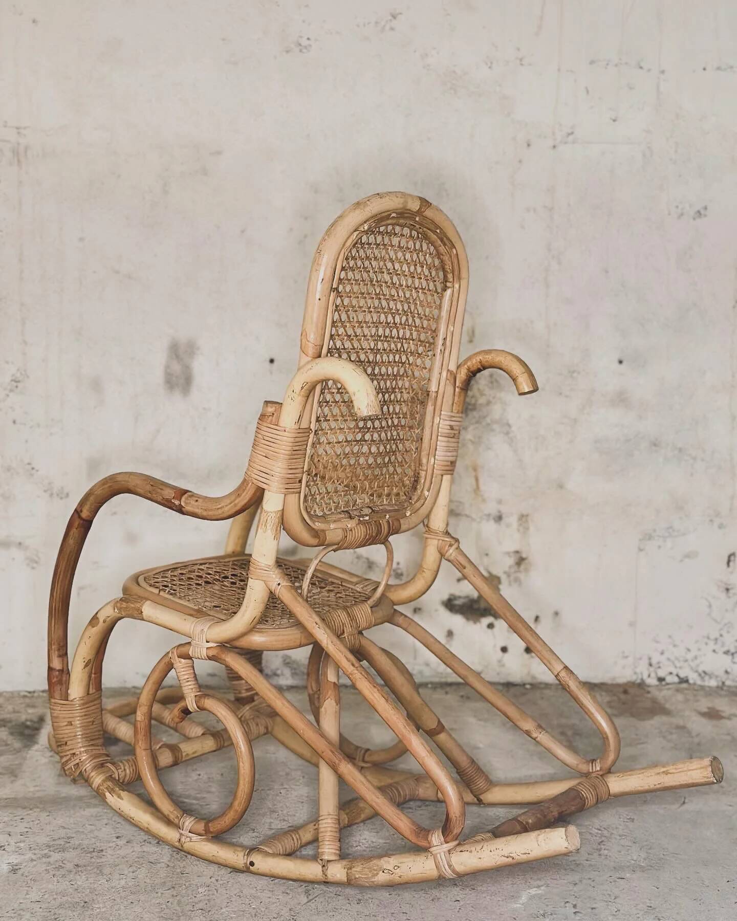 Rattan and cane rocking chair