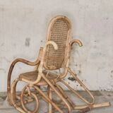 Rattan and cane rocking chair