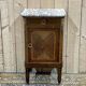 Bedside table in marquetry and white marble top, early 20th century