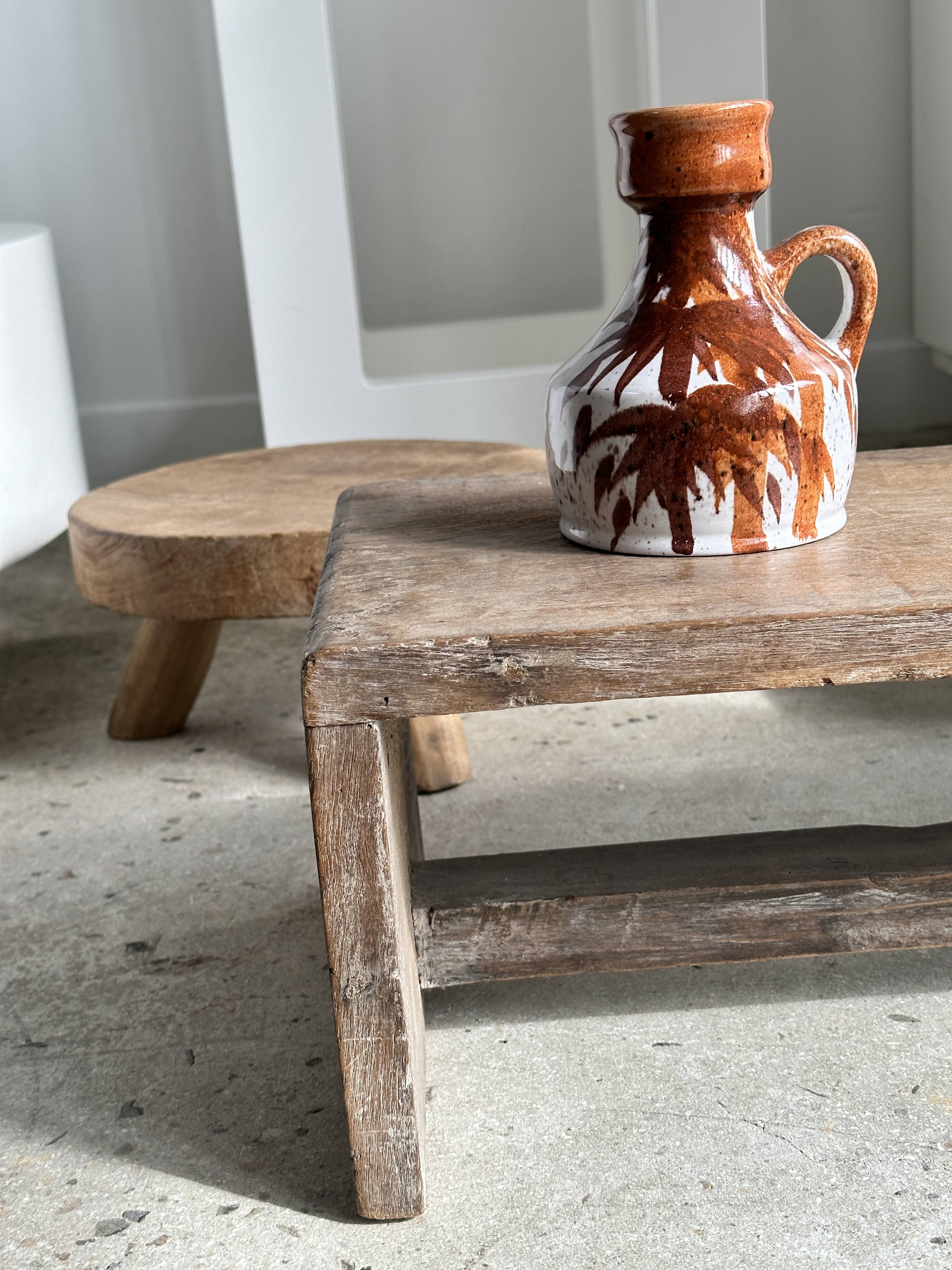 Small white and brown vase or pitcher West Germany H:15cm D:10.5cm