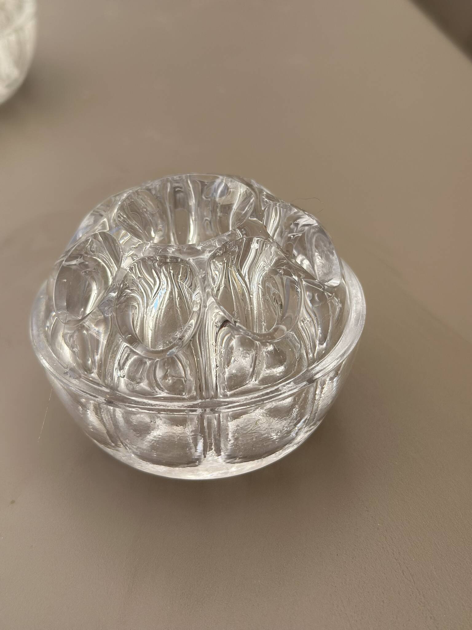 Set of 2 antique glass pressed transparent flower holders